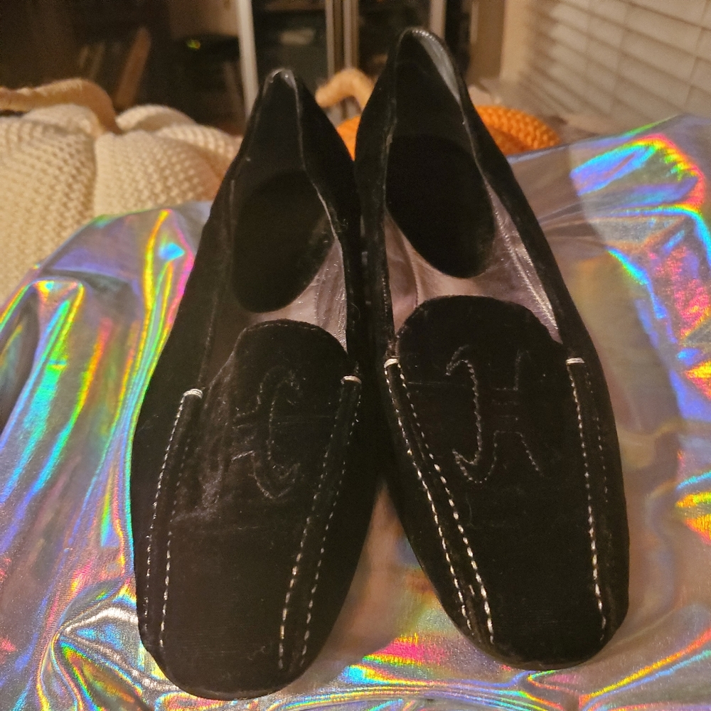 Cole Haan Women’s Vintage 90s Black Velvet Slip On Loafers Shoes 7B